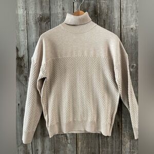CHEVRON SWEATER - beige turtleneck sweater - size large